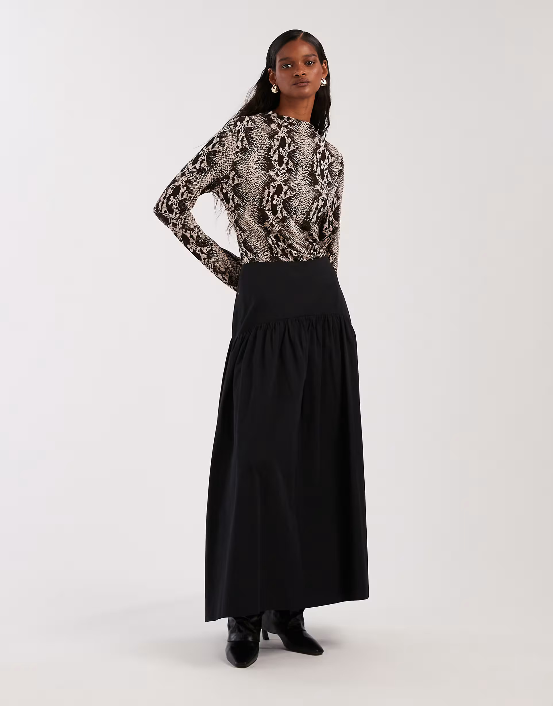 ASOS DESIGN drop waist maxi skirt in black | ASOS (Global)