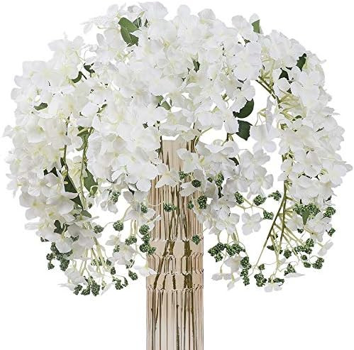 Amazon.com: JARELING 6pcs Artificial Silk Hydrangea Flowers Long Stems Fake Flowers for Tall Vase... | Amazon (US)