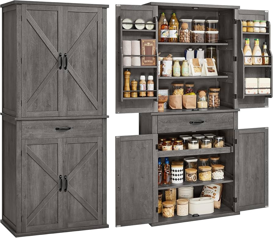 VASAGLE LIRY Collection - Pantry Cabinet, 70.3-Inch Tall Farmhouse Kitchen Storage Cabinet with B... | Amazon (US)