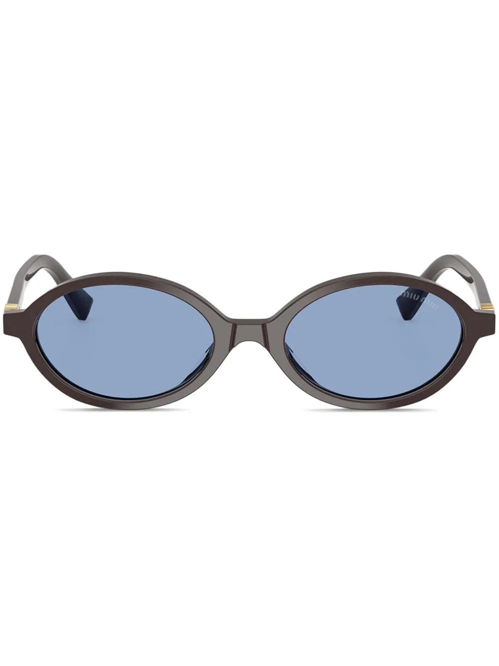 Miu Miu Eyewear logo-plaque Oval Sunglasses | Brown | FARFETCH AU | Farfetch Global