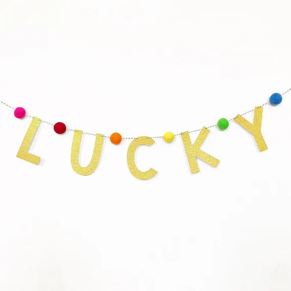 Lucky Banner | Rainbow Felt Balls | St Patrick's Day Banner | St Patrick's Day Garland | Rainbow ... | Etsy (US)