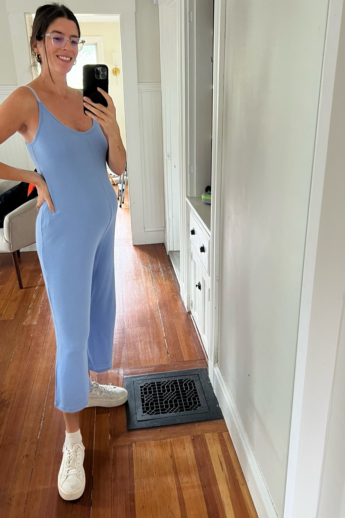 Comfy ribbed maternity jumpsuit! Built in shelf bra (not super supportive but works for me). I’m wearing a medium. 

#LTKbump