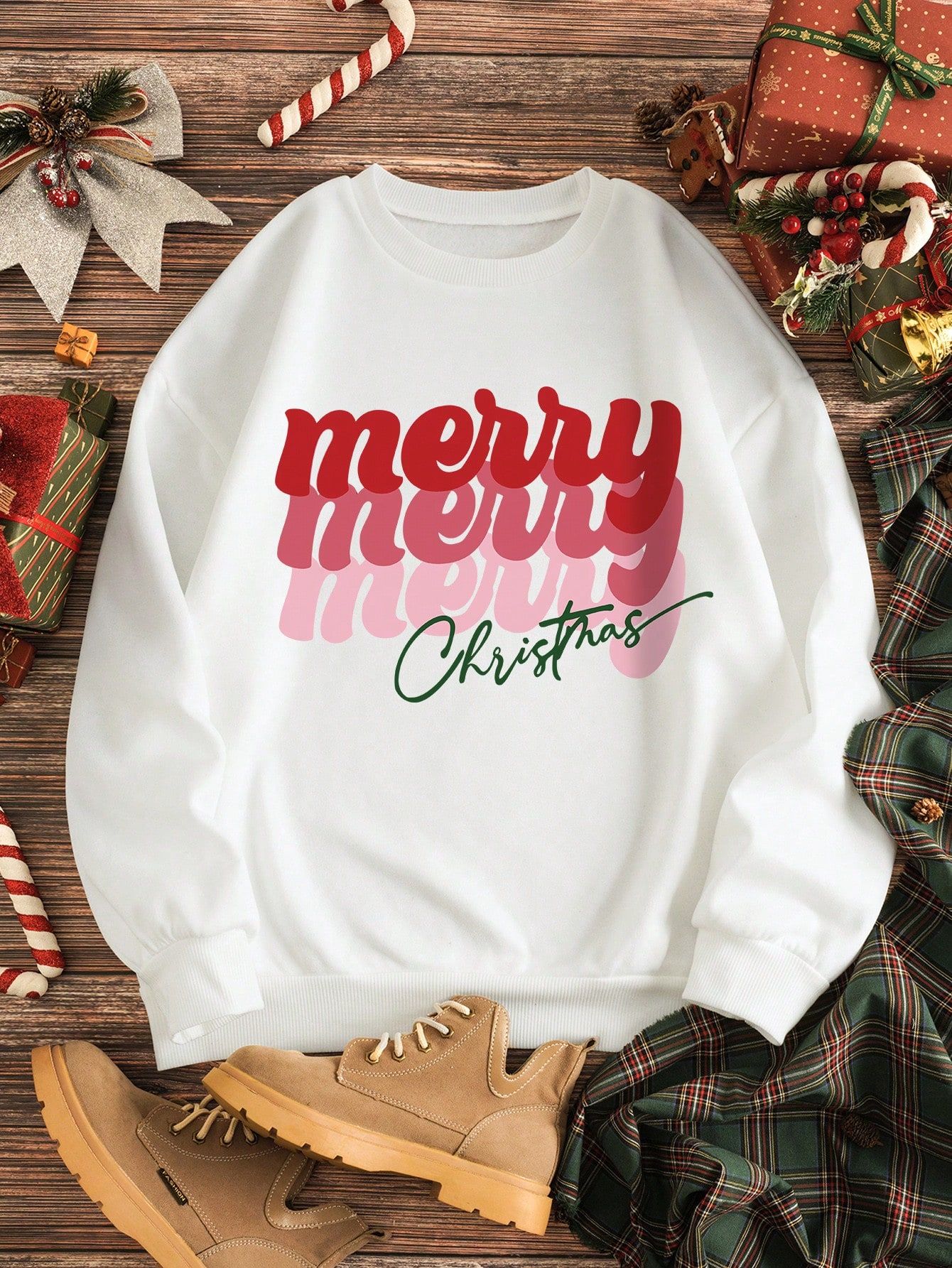 Christmas Print Thermal Lined Sweatshirt | SHEIN