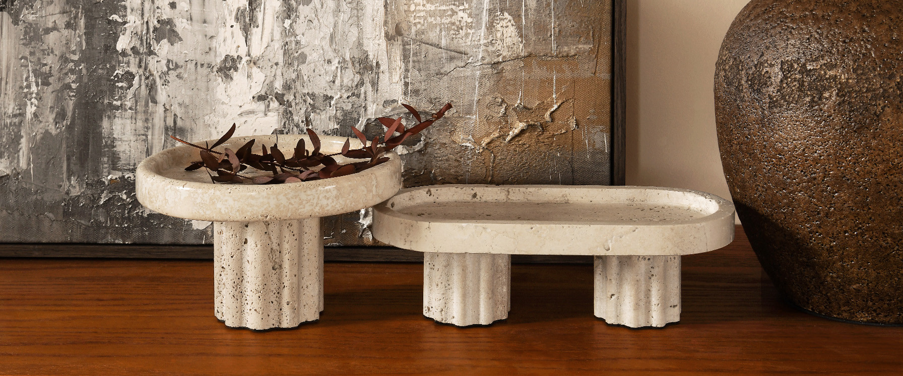 7" Travertine Cake Stand | Hernest