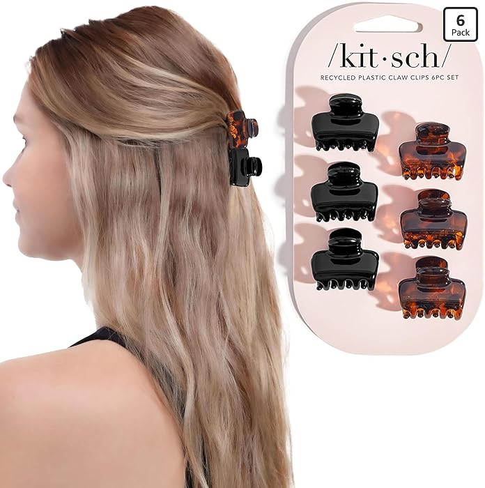 Kitsch Small Hair Clips for Women - Black & Tortoise, 6 Pcs | Amazon (US)