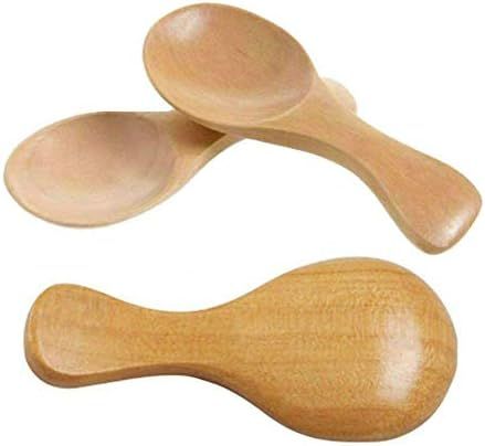Aysekone 3 Pack Mini Wooden Spoons Feed Spoons Scoop Sugar Salt Tea Leaf Milk Powder Scale Teaspoons | Amazon (US)