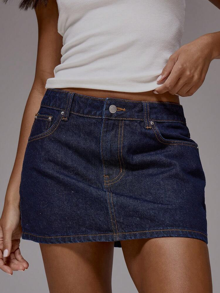 MUSERA low waist denim skirt  | SHEIN