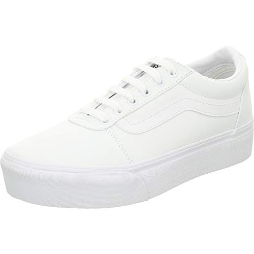 Vans Women's Ward Platform Sneaker, Canvas White, 7.5 | Amazon (US)