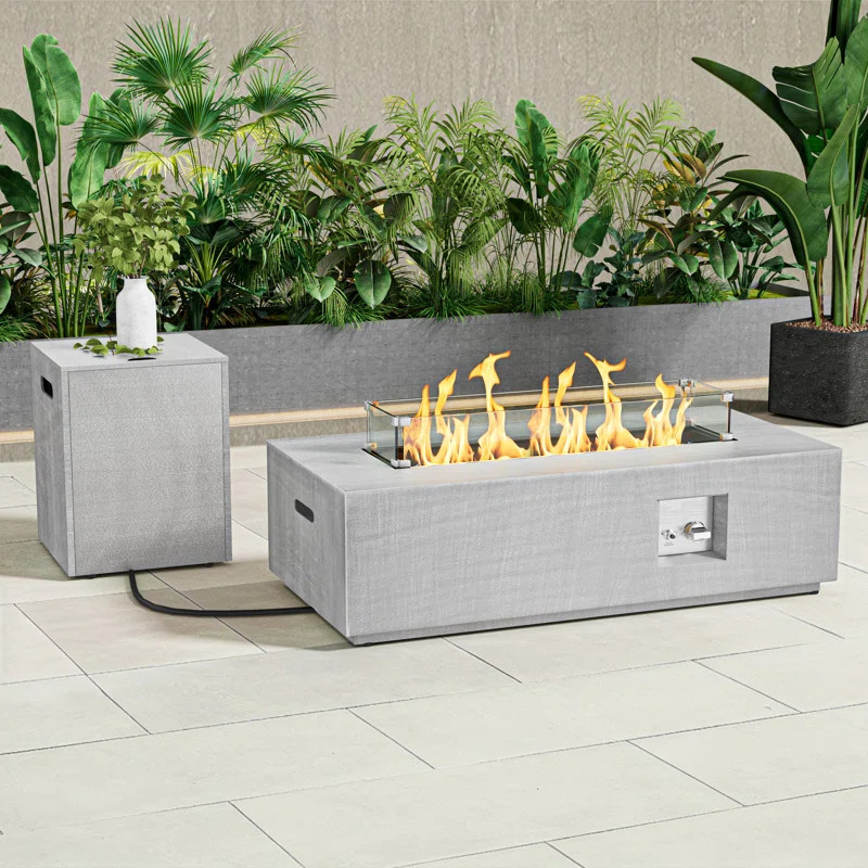 Joycie 12.6’’ H x 42’’ W Metal Propane Outdoor Gas Fire Pit Table | Wayfair North America