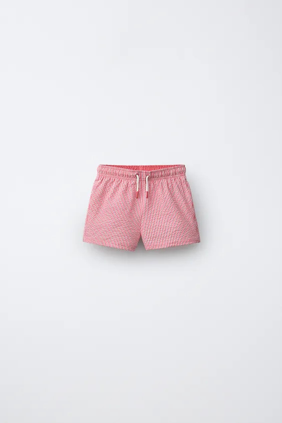1-6 YEARS/ STRIPED SEERSUCKER SWIM SHORTS | Zara US