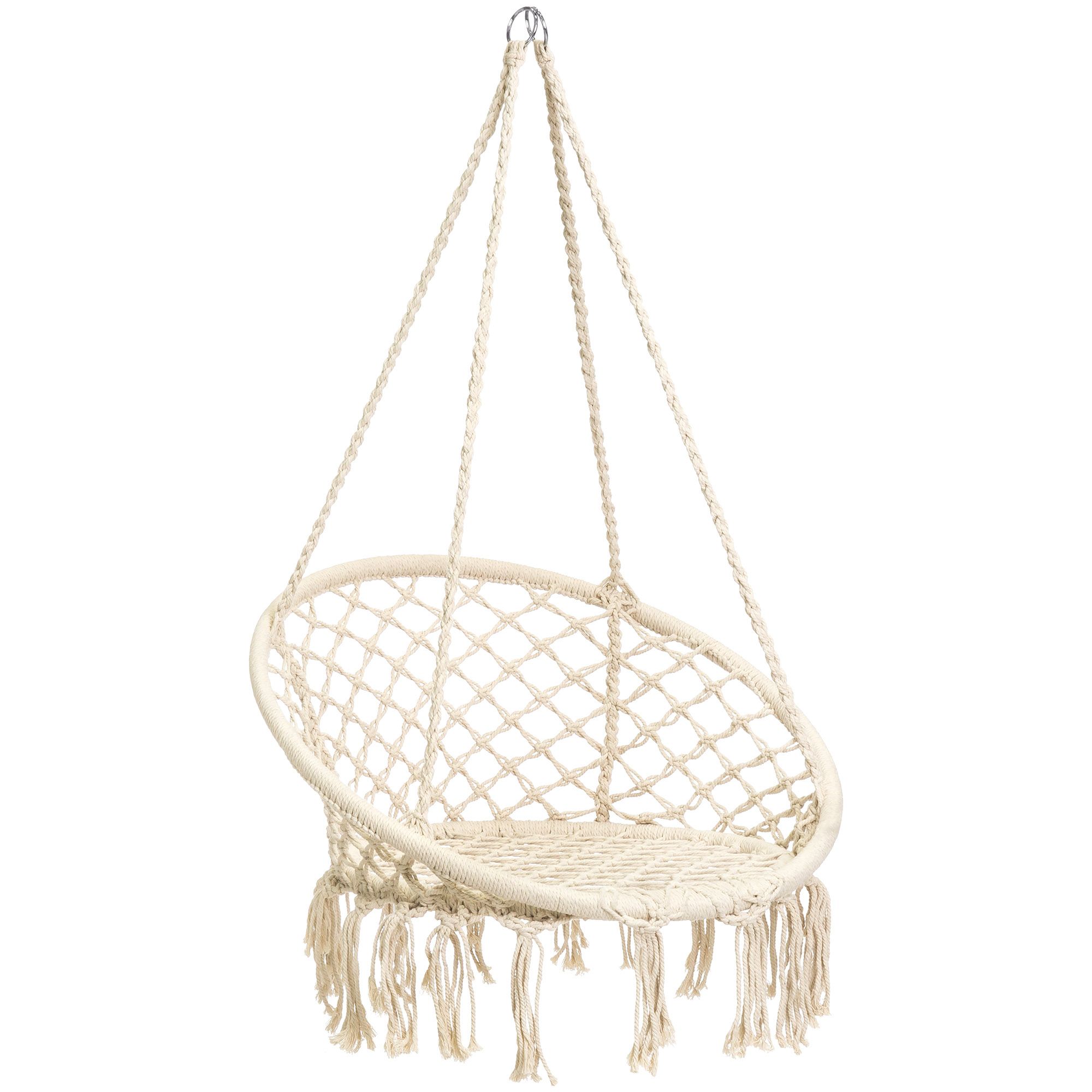 Best Choice Products Handmade Rope Hammock w/ Tassels - Beige - Walmart.com | Walmart (US)