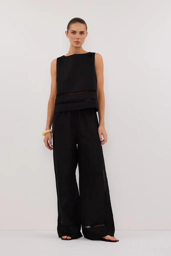 LINDSAY BLACK LINEN PANT | DISSH
