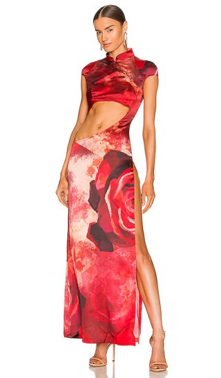 Cut Out Qi Pao Dress in Red Rose | Revolve Clothing (Global)