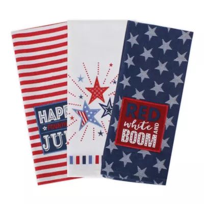 DII Cotton 4th of July Reversible Kitchen Towel (Set of 3) in Red/White/Blue | Bed Bath & Beyond | Bed Bath & Beyond