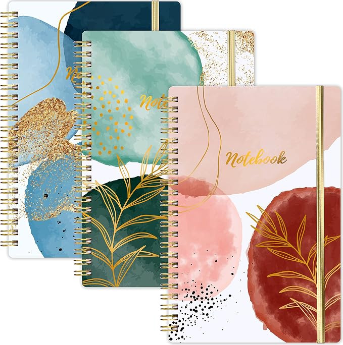 Notebook - 3 Pack A5 Lined Journal Notebooks, 8.3'' x 6'' Spiral Notebook, Journal Notebook with ... | Amazon (US)