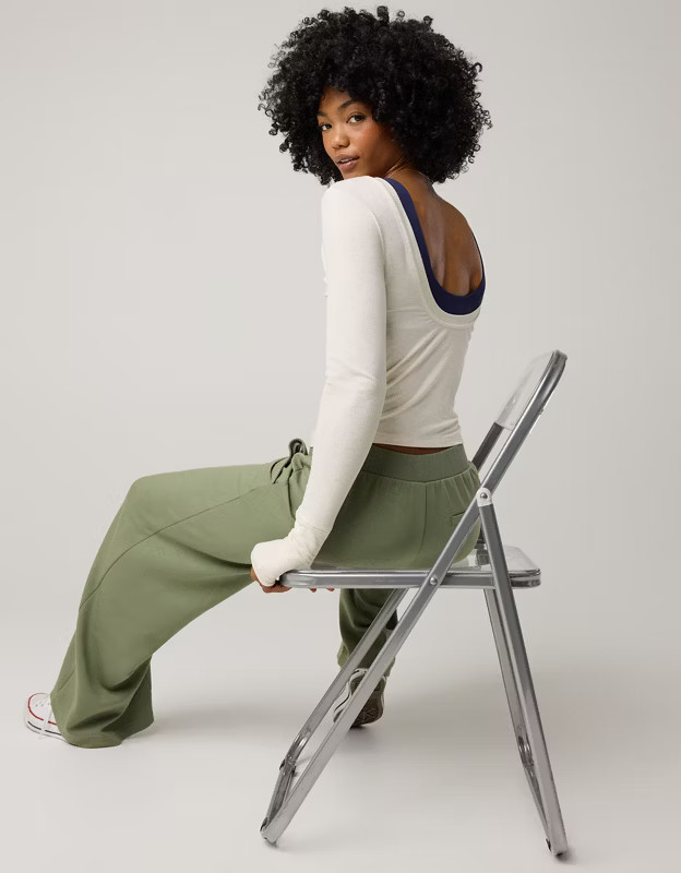 OFFLINE By Aerie Thumbs Up Ribbed Scoop Back T-Shirt | Aerie