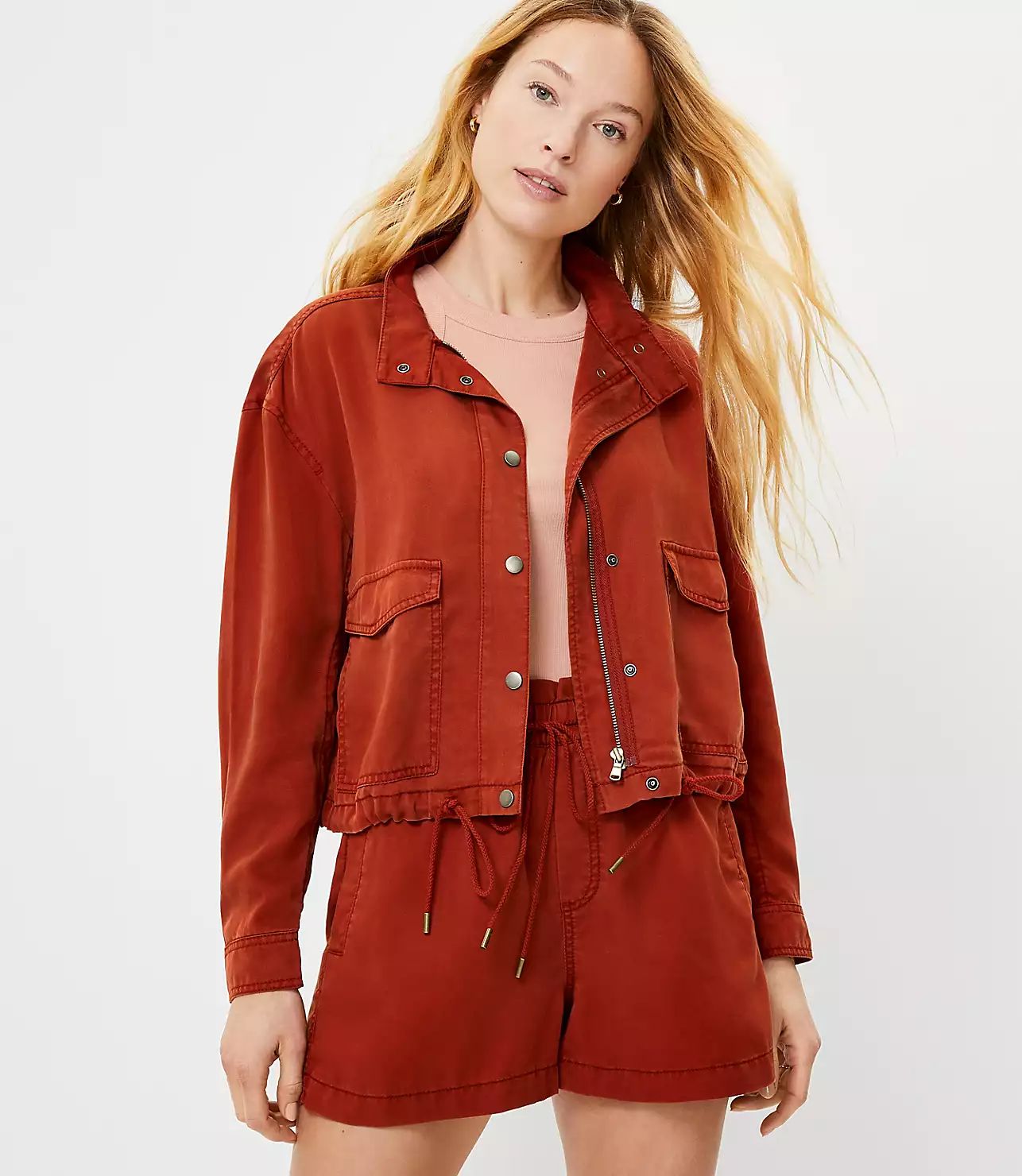 Soft Twill Drawstring Jacket | LOFT