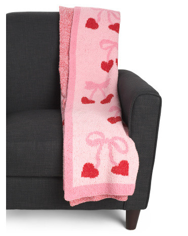 Cherry Bows Feather Yarn Throw | TJ Maxx