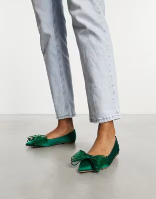 ASOS DESIGN Lila bow ballet in green | ASOS (Global)