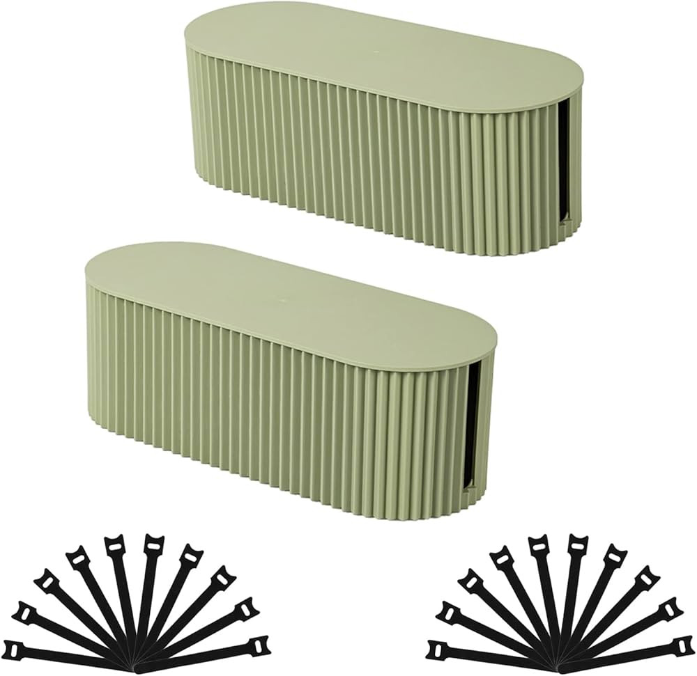 FABROK 2 Pack Cable Management Box with 20 Cable Ties, Large Cable Organizer Box for Power Strips... | Amazon (US)