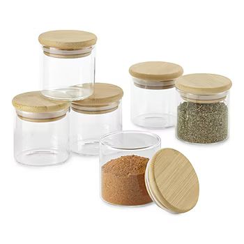 Home Expressions Bamboo And Glass 6-pc. Spice Jar set | JCPenney