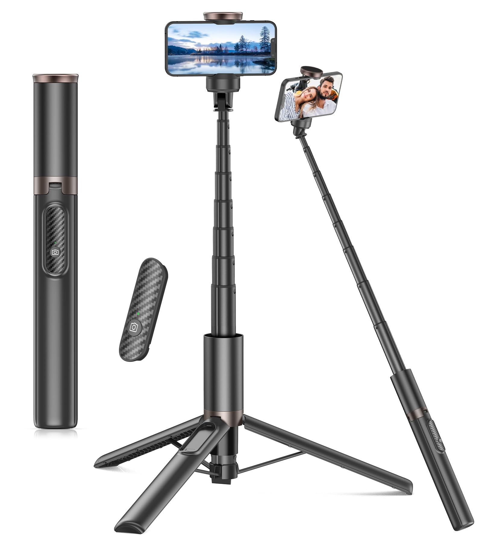 TONEOF Upgraded 60" Selfie Stick Tripod,All-in-1 Extendable Cell Phone Tripod Stand with Integrat... | Amazon (US)