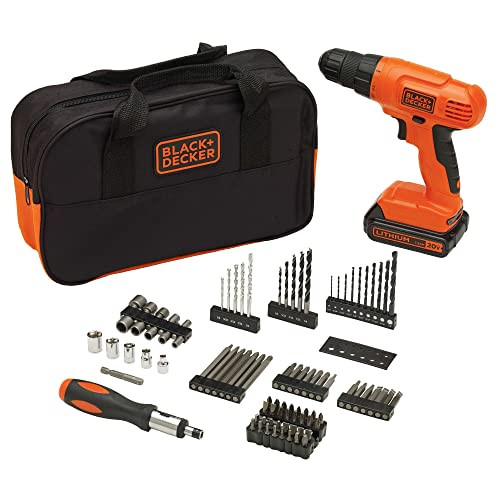 BLACK+DECKER 20V MAX* POWERCONNECT Cordless Drill Kit + 100 pc. Kit (BDC120VA100), Orange | Amazon (US)