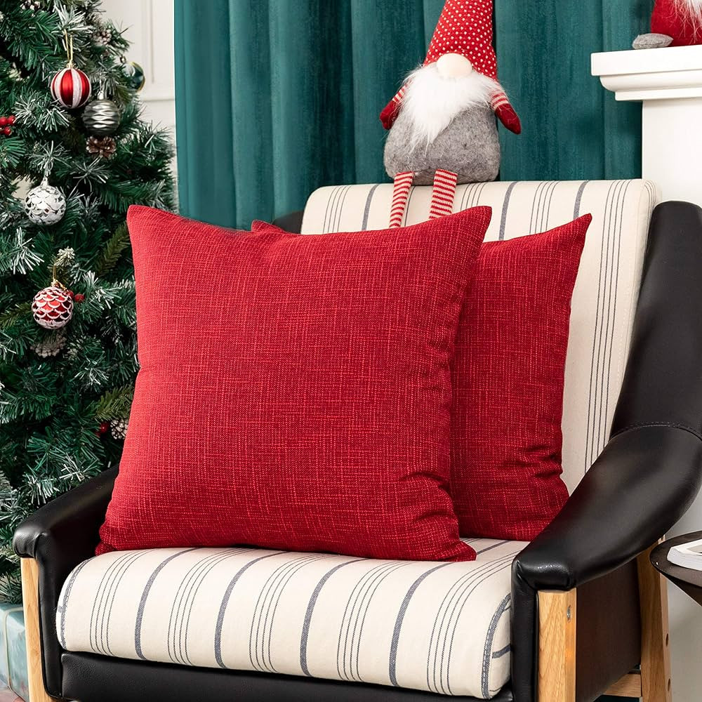 Kevin Textile Set of 2 Farmhouse Throw Pillow Covers Vintage Cushion Case Linen for Sofa Couch Bed H | Amazon (US)