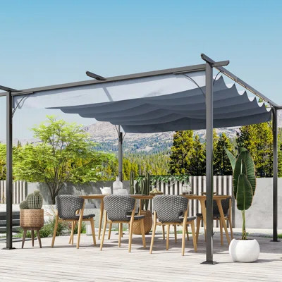 11.5' X Backyard Pergola Canopy - - Sun Shade For Garden, Patio, Grill Gray Steel, Versatile Use Garden With Rust- Steel Structure Backyard, | Wayfair North America