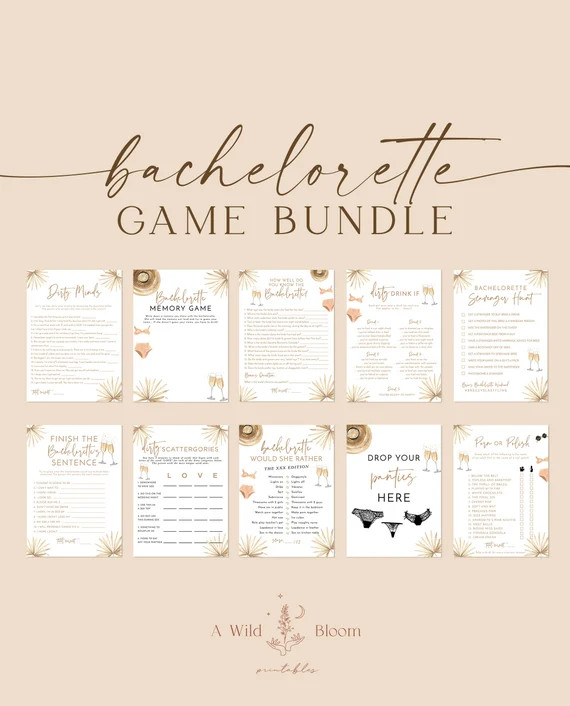 Bachelorette Party Game Bundle | Dirty Bachelorette Party Game | Tropical Bachelorette Drinking G... | Etsy (US)