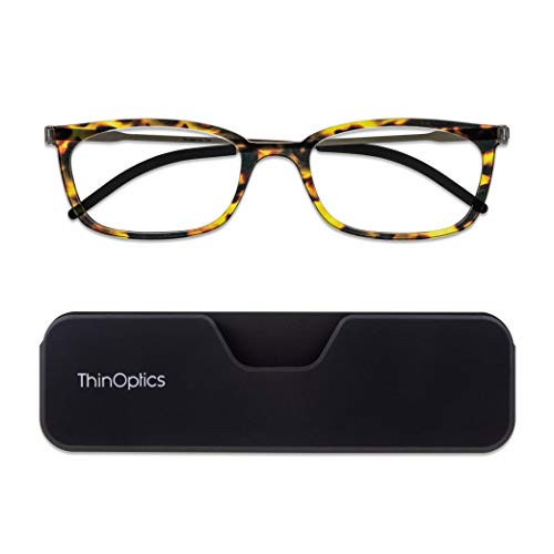 ThinOptics Unisex Adult Glasses Reading, Attachable Case / Rectangle Tortoise, 1.00 US | Amazon (US)