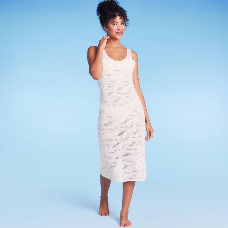 Women's Crochet Cover Up Midi Dress - Shade & Shore™ Off-White | Target