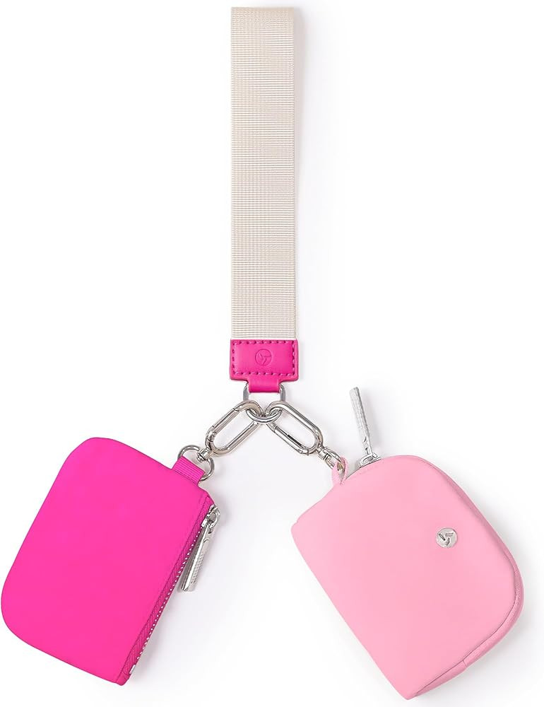 Dual Pouch Wristlet Wallets for Women, Mini Zip Around Wristlet Wallet, Double Pocket Wrist Walle... | Amazon (US)