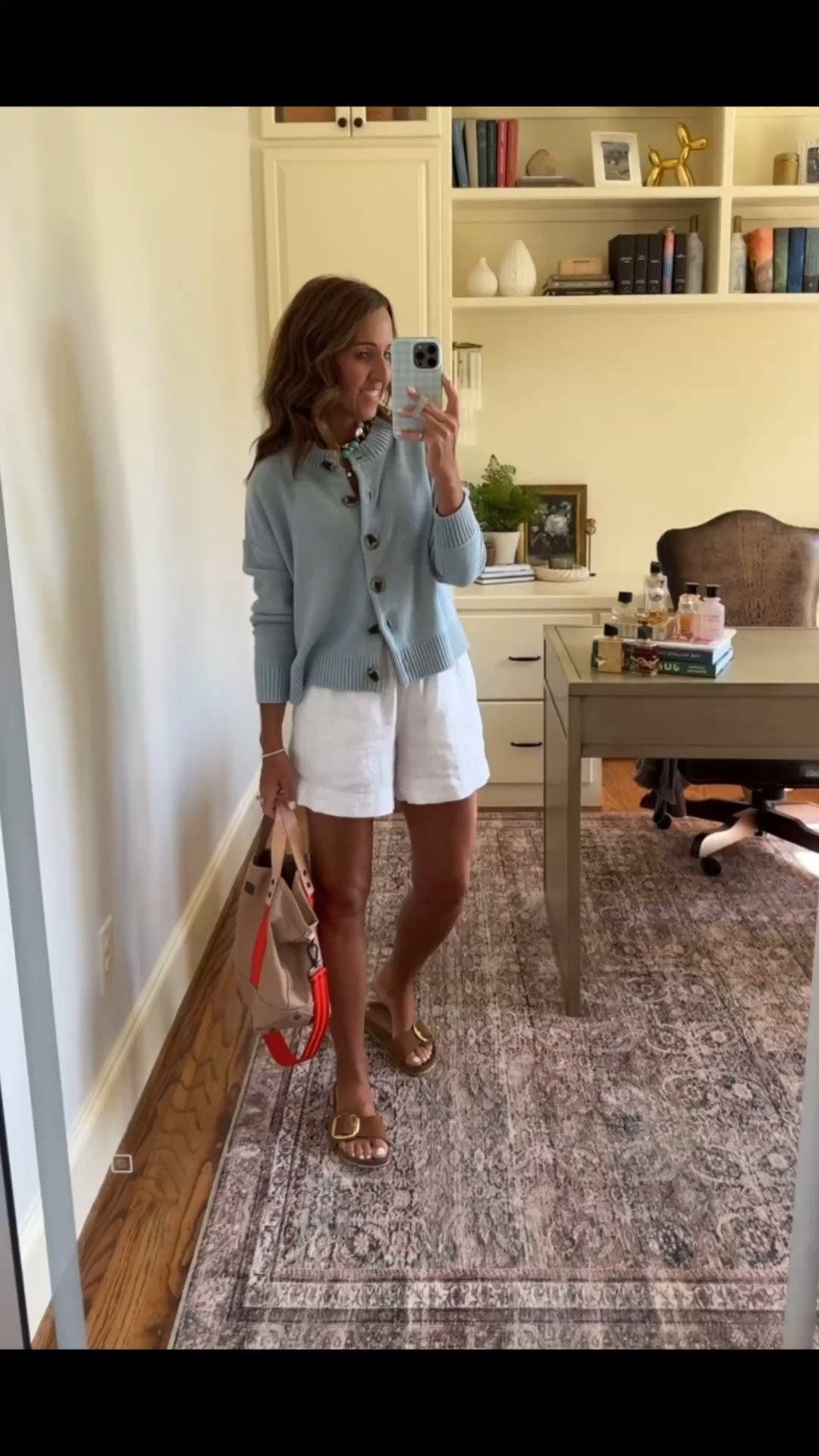 White linen shorts with a Summer cardigan. 
Shorts XS. Sweater XS.

#LTKootd #LTKSeasonal #LTKOver40