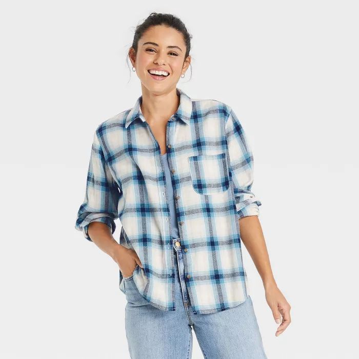 Women's Long Sleeve Flannel Button-Down Shirt - Universal Thread™ Plaid | Target