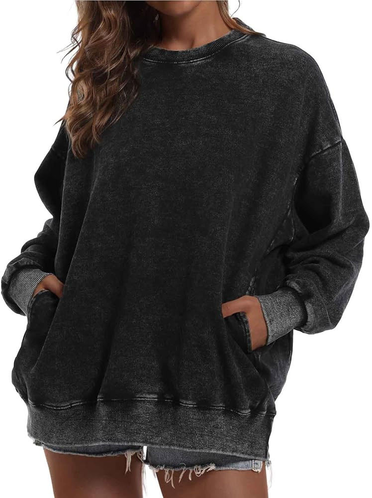 BINTEHGS Oversized Sweatshirt for Women Loose Fit Cotton Pullover Vintage Crew Neck Sweatshirts w... | Amazon (US)
