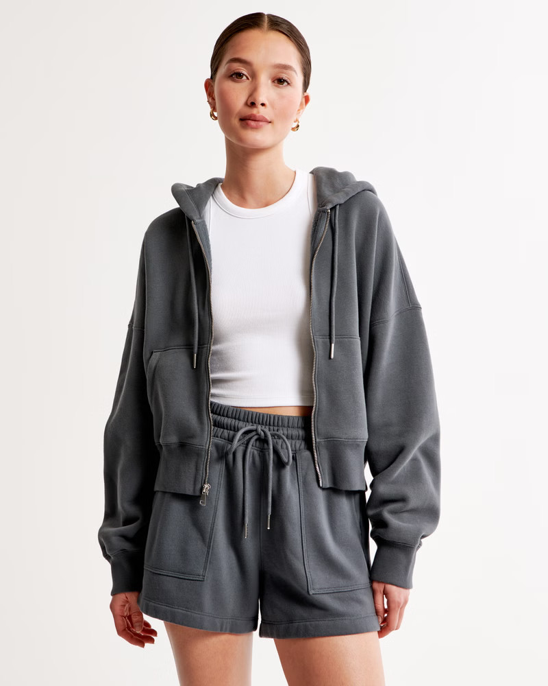 Essential Ribbed Sunday Hooded Full-Zip | Abercrombie & Fitch (US)