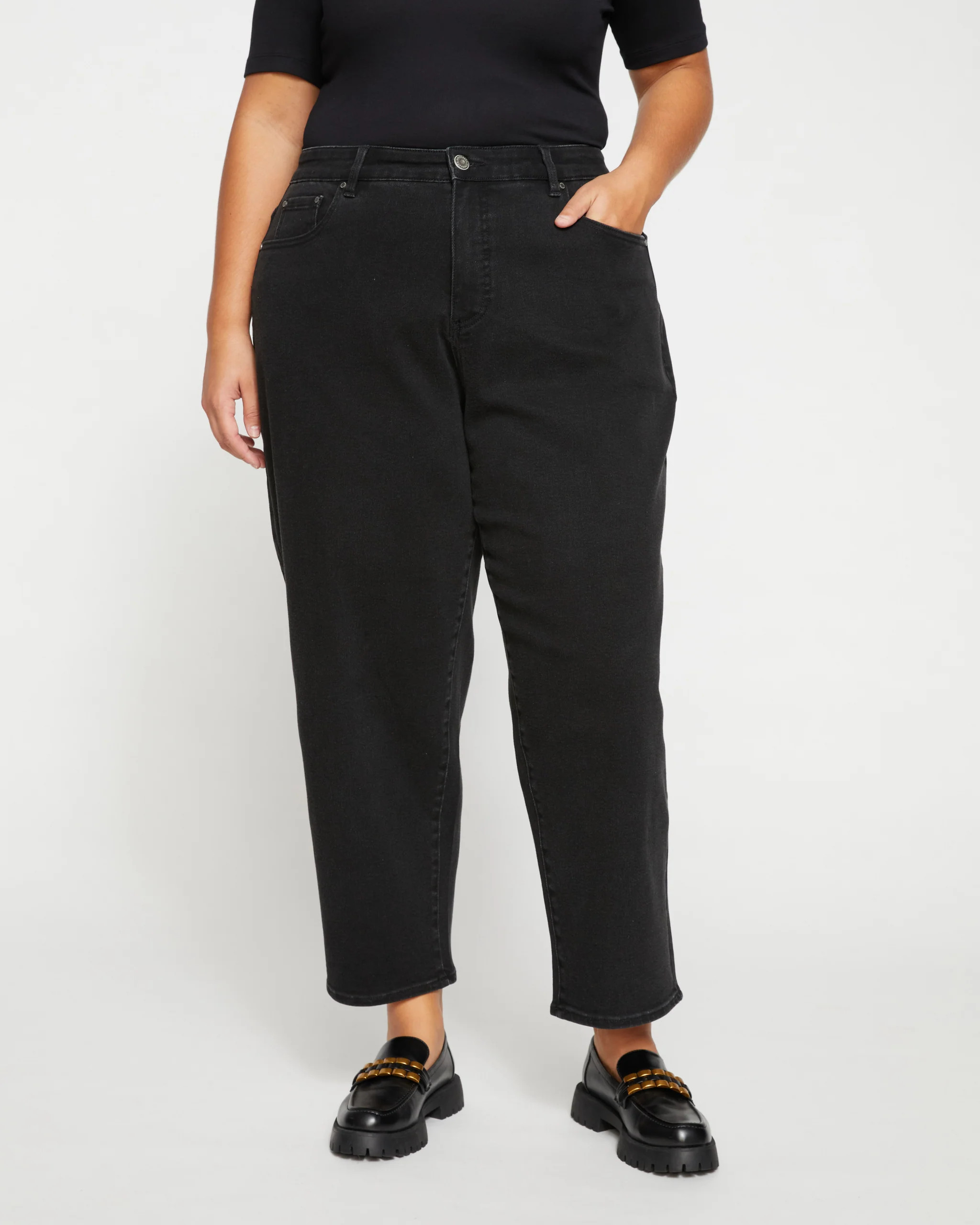 Lou High Rise Barrel Leg Jeans
   Broken Black | Universal Standard
