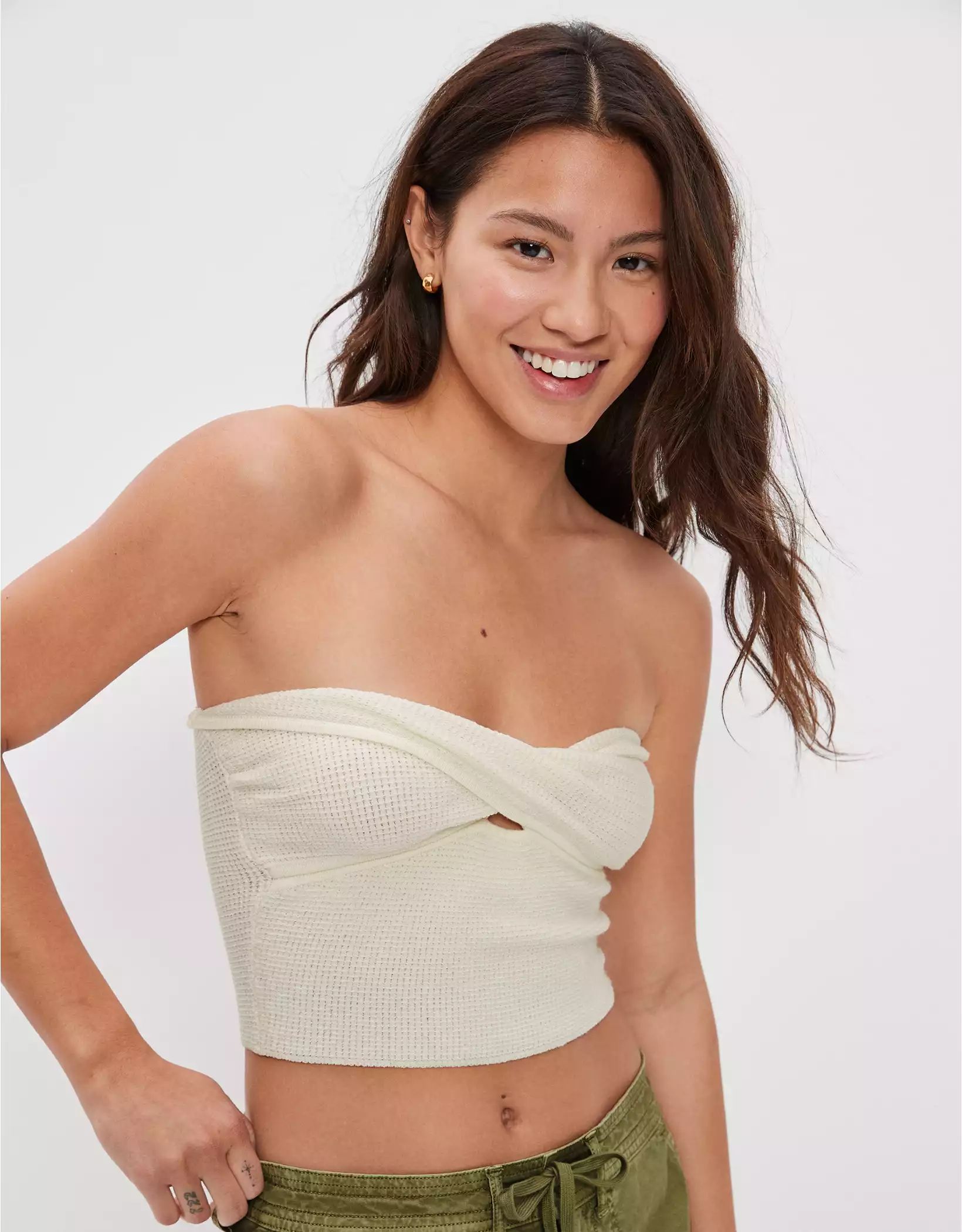 AE Cropped Sweater Knit Twist Tube Top | American Eagle Outfitters (US & CA)
