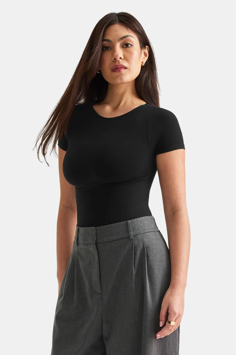 365 Contour Crew Neck Bodysuit - Shadow Black | TALA (UK)