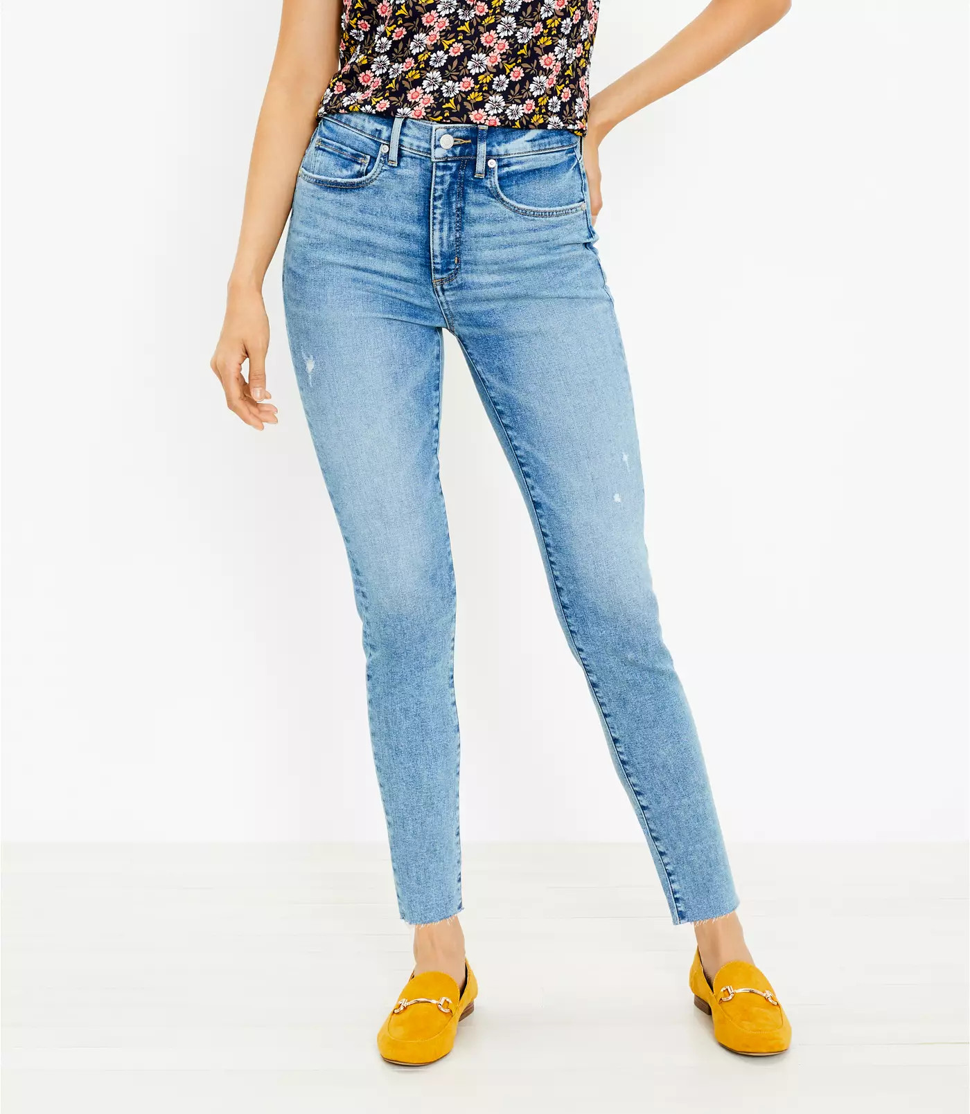 Fresh Cut High Rise Skinny Jeans in Classic Light Indigo Wash | LOFT | LOFT