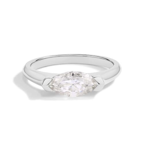 Amazon.com: 18K Gold Plated Marquise Cut Solitaire Ring for Women - 925 Sterling Silver, Hypoalle... | Amazon (US)