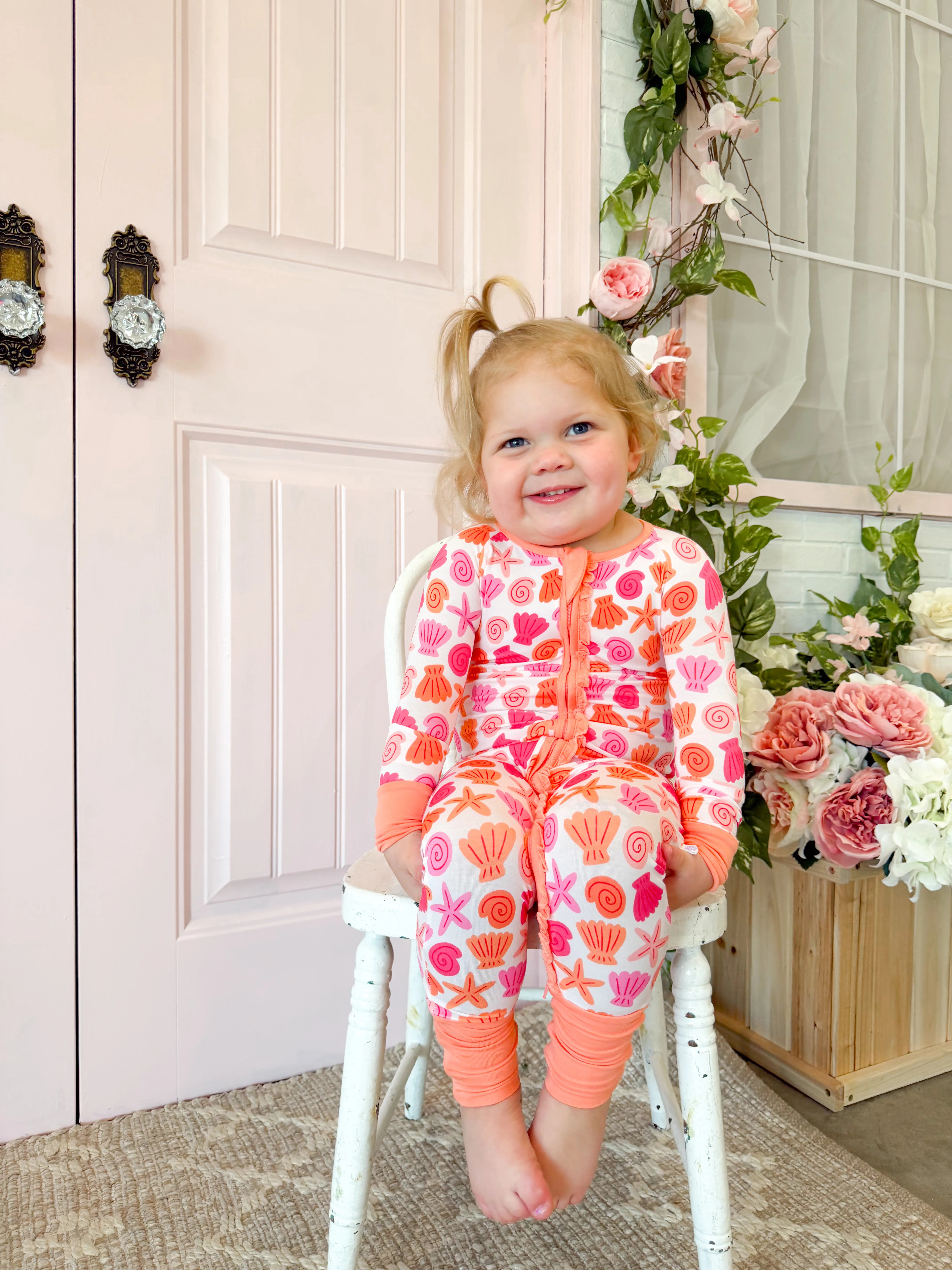Pink Seaside Ruffle Romper | Poppy Kids Co