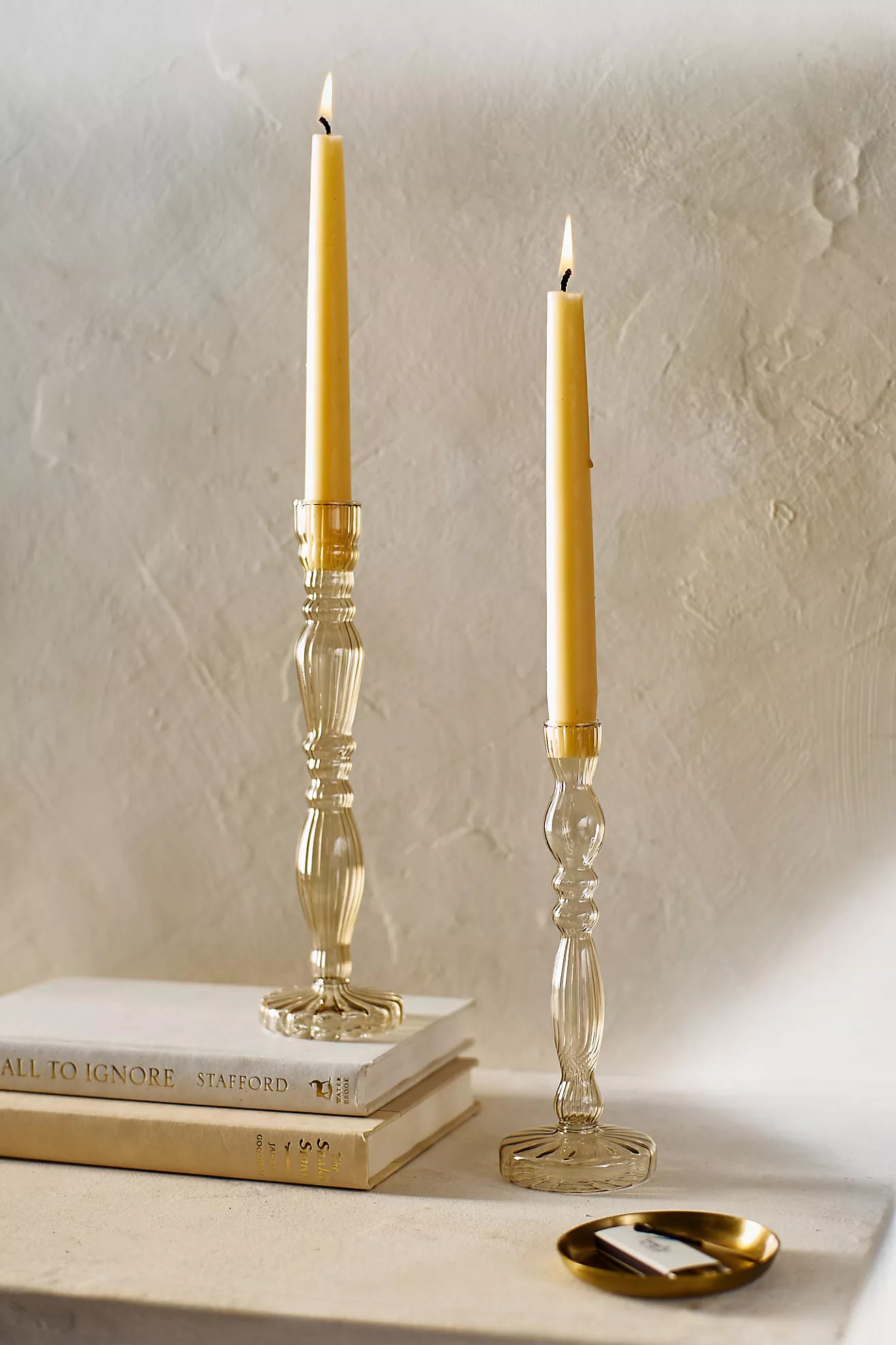 Ridged Glass Candlestick, Smoke | Anthropologie (US)