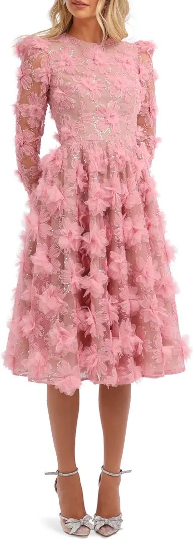 Lisa 3D Floral Long Sleeve Cocktail Dress | Nordstrom