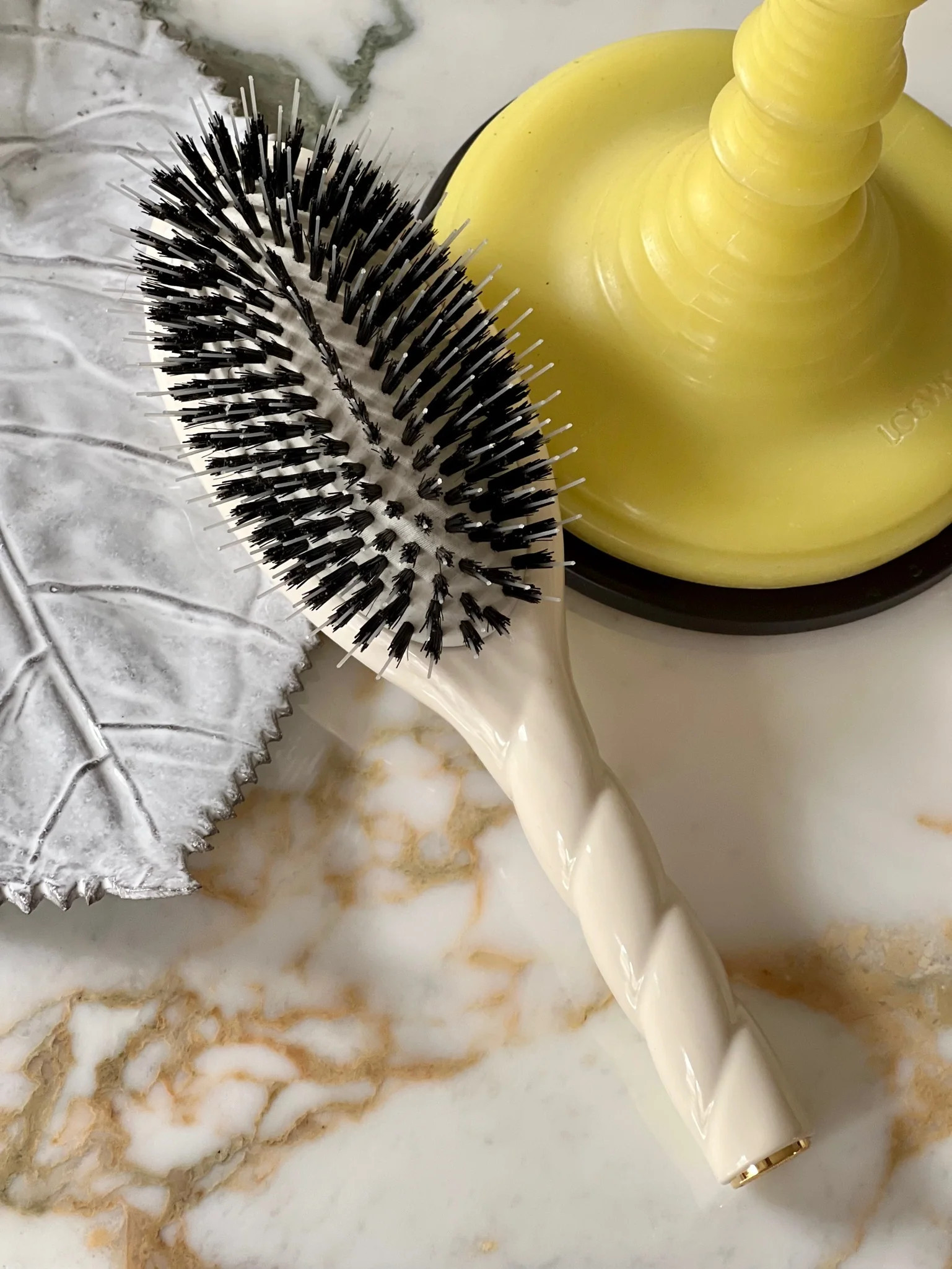 Creamy White Essential Boar Bristle & Nylon Bristle Brush | La Bonne Brosse UK