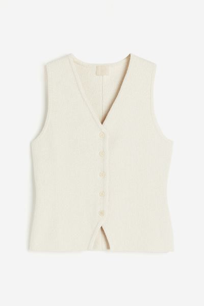 Knitted waistcoat - Cream - Ladies | H&M GB | H&M (UK, MY, IN, SG, PH, TW, HK)