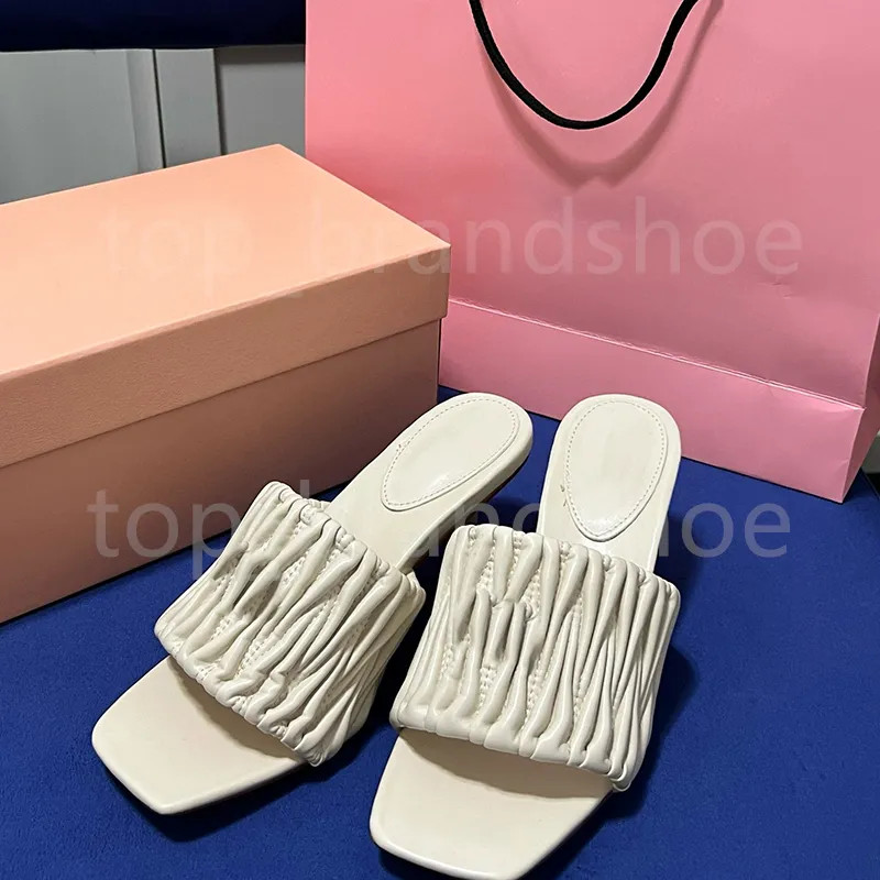 Designer denim Women Sandals Slippers real Calf leather Womens Slides luxury sandal Beach circula... | DHGate