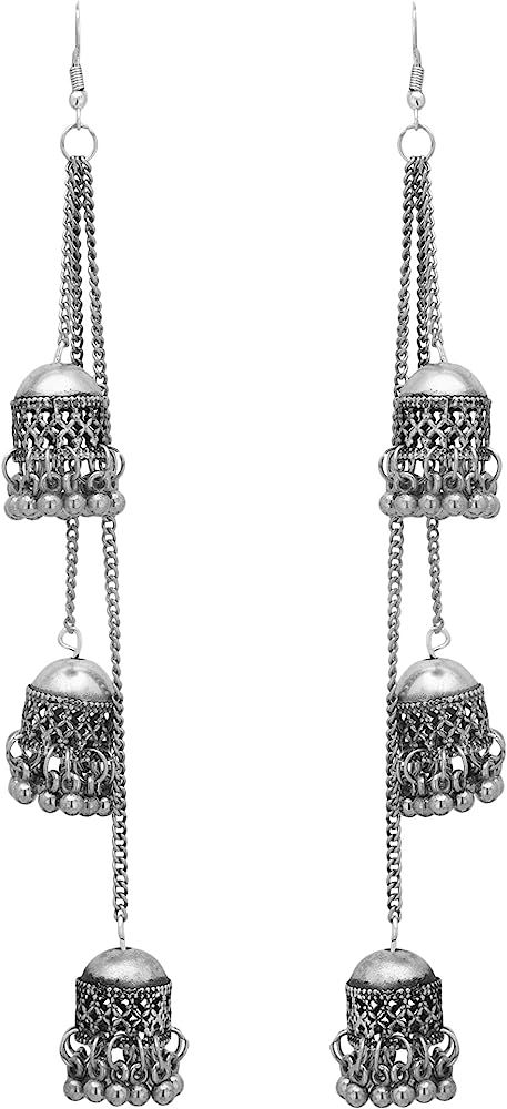 Jwellmart Afghani Bohemian Kashmiri Style Oxidized Drop Dangle Indian Earrings for Women and Girl... | Amazon (US)