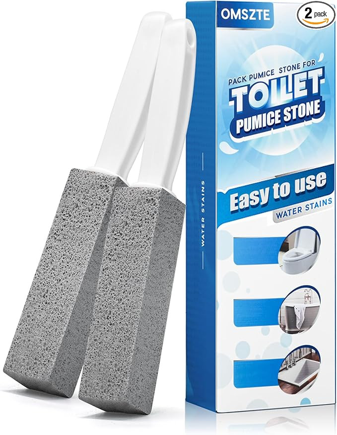 2Pack Pumice Stone Toilet Bowl Cleaning with Handle, Scouring Stick Powerfully Cleans Away Limesc... | Amazon (US)